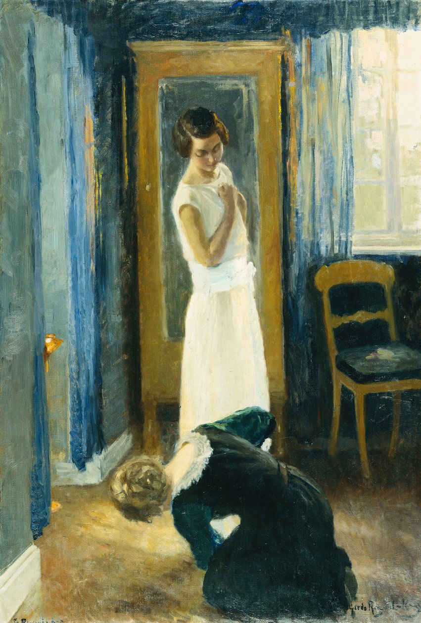 Akşam Güneşi ve Güneş Yansımaları (tuval üzerine yağlı boya) by Gerda Roosval Kallstenius