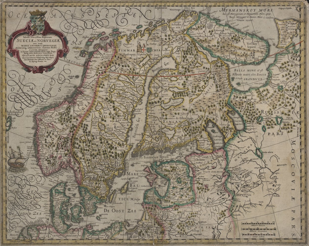İsveç ve Norveç krallıklarının en kapsamlı haritası by Gerhard Mercator