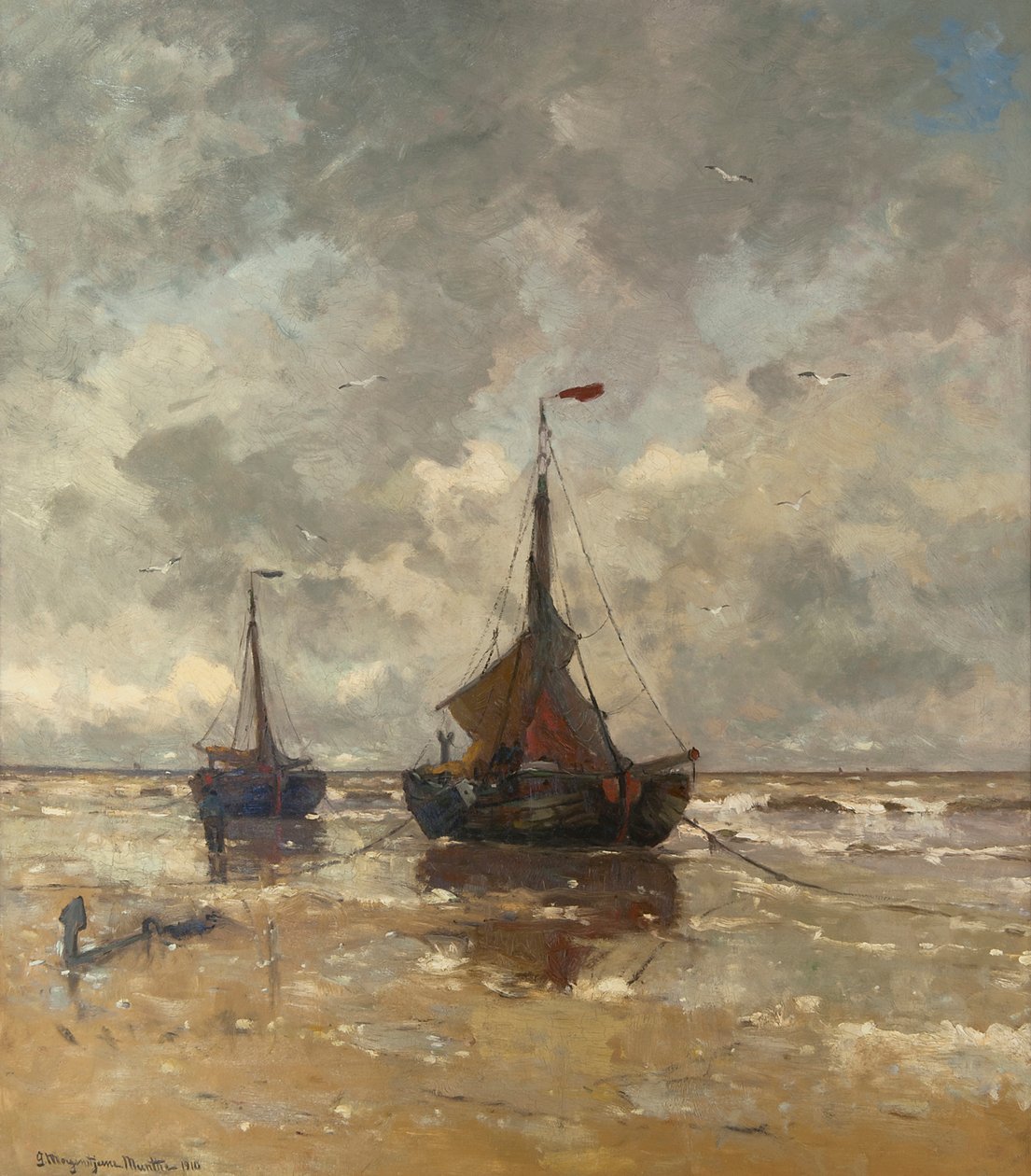 Sahilde iki bomba mavna by Gerhard Morgenstjerne Munthe