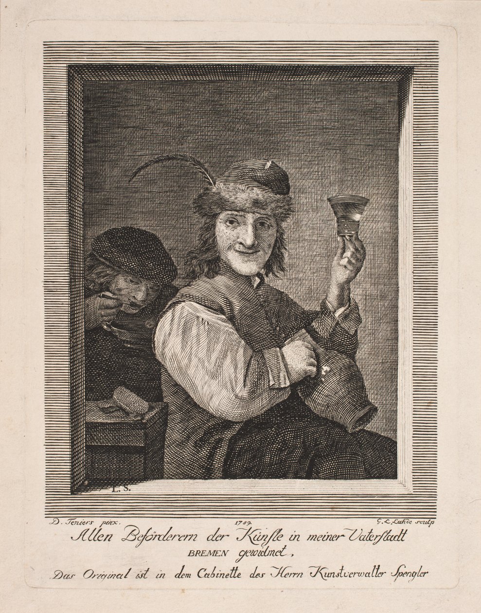 Sürahi ve cam ile çiftçi by Gerhard Ludvig Lahde
