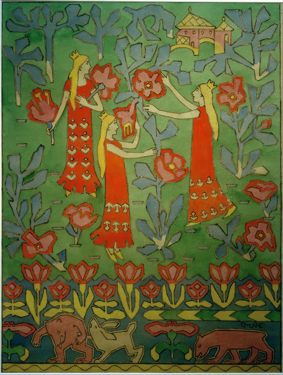 Masal bahçesinde üç prenses by Gerhard Peter Frantz Vilhelm Munthe