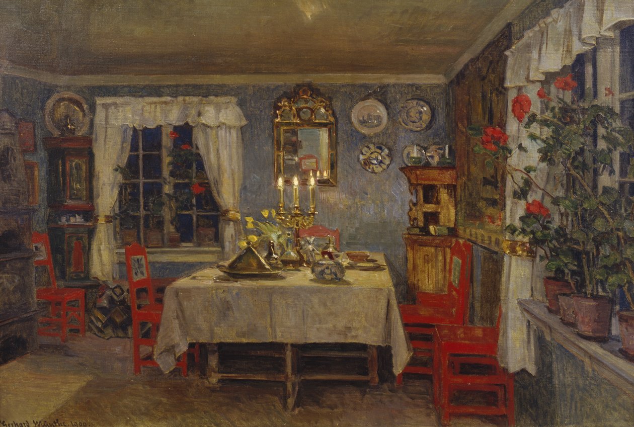 Sanatçının oturma odasından iç mekan by Gerhard Peter Frantz Vilhelm Munthe