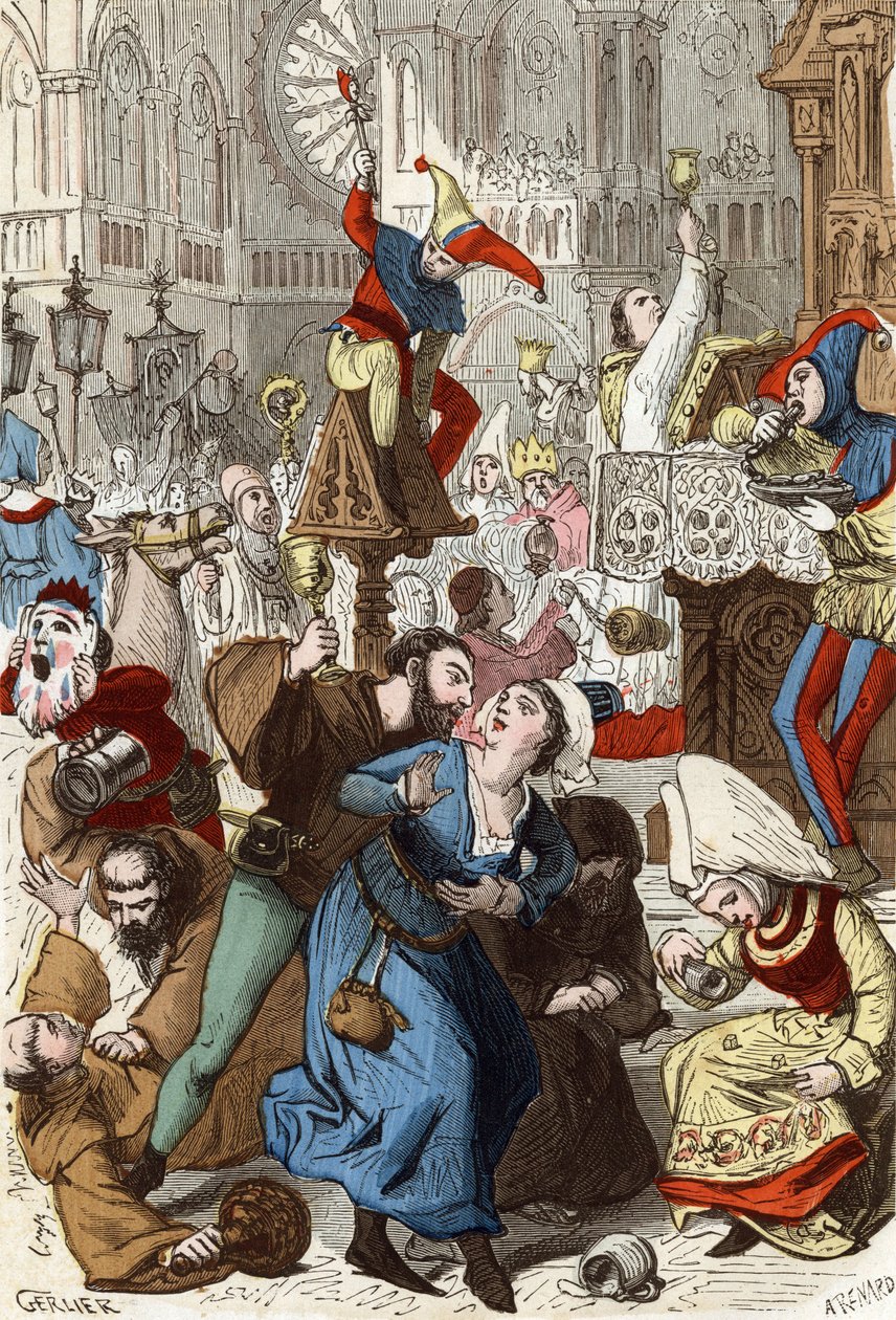 Paris'teki Notre Dame katedralinin dışındaki Aptallar Günü by Gerlier Gerlier