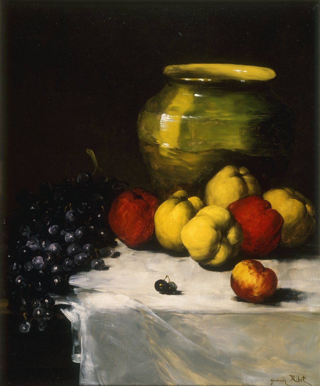 Elmalar ve Üzümlerle Natürmort, by Germain Ribot