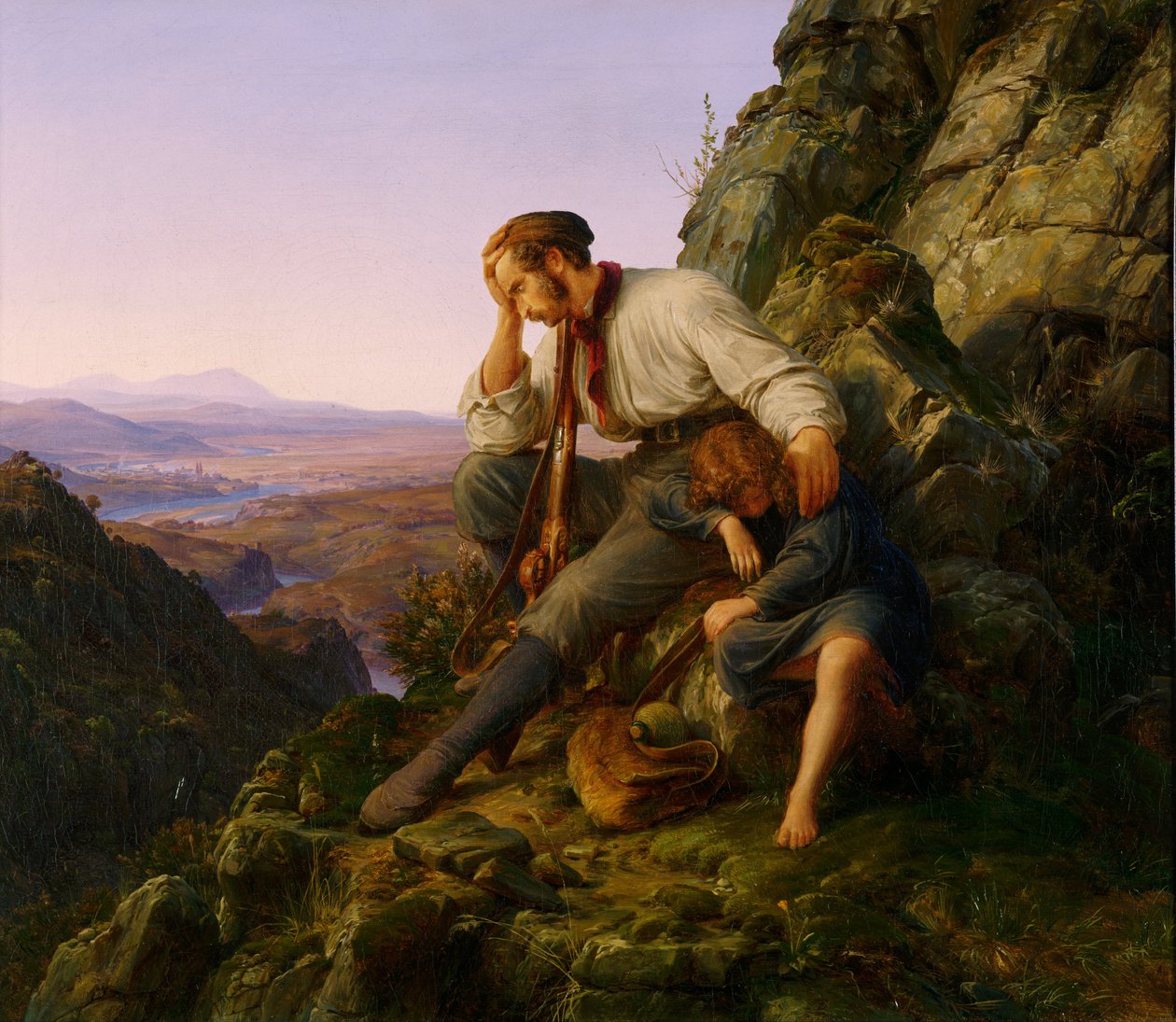 soyguncu ve çocuğu by Carl Friedrich Lessing