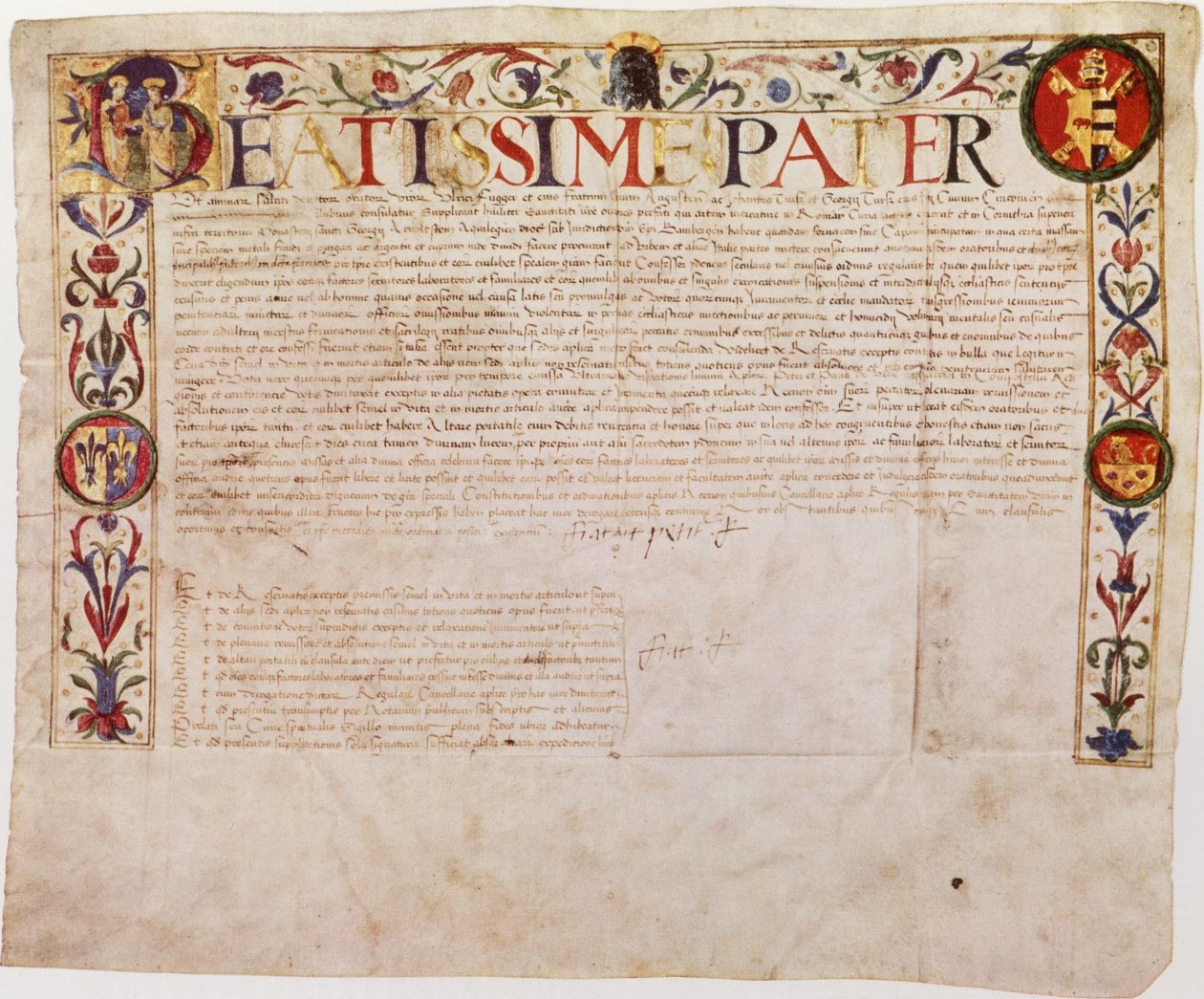 A petition from the German banking family Fugger to Pope Alexander VI (pen und ink on vellum) by German School