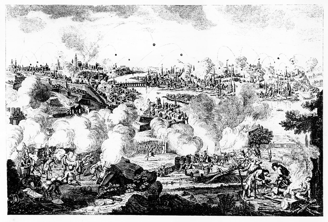 Bombardment of Prague During the Night of 29th and 30th May 1757, engraved by P. Benazech   by German School