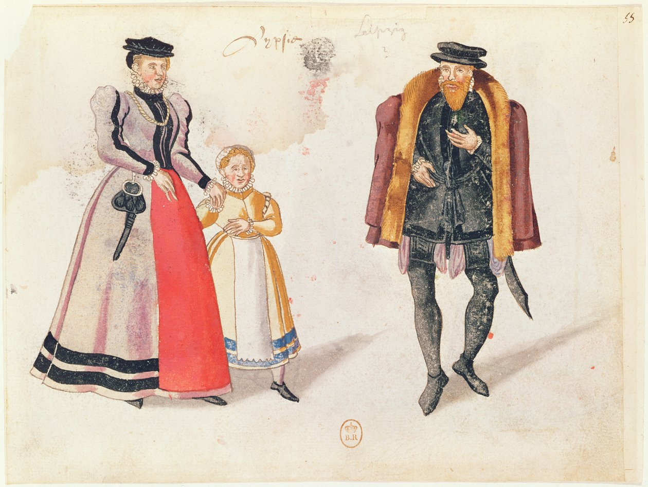 Leipzig vatandaşları, 1572 (renkli gravür) by German School