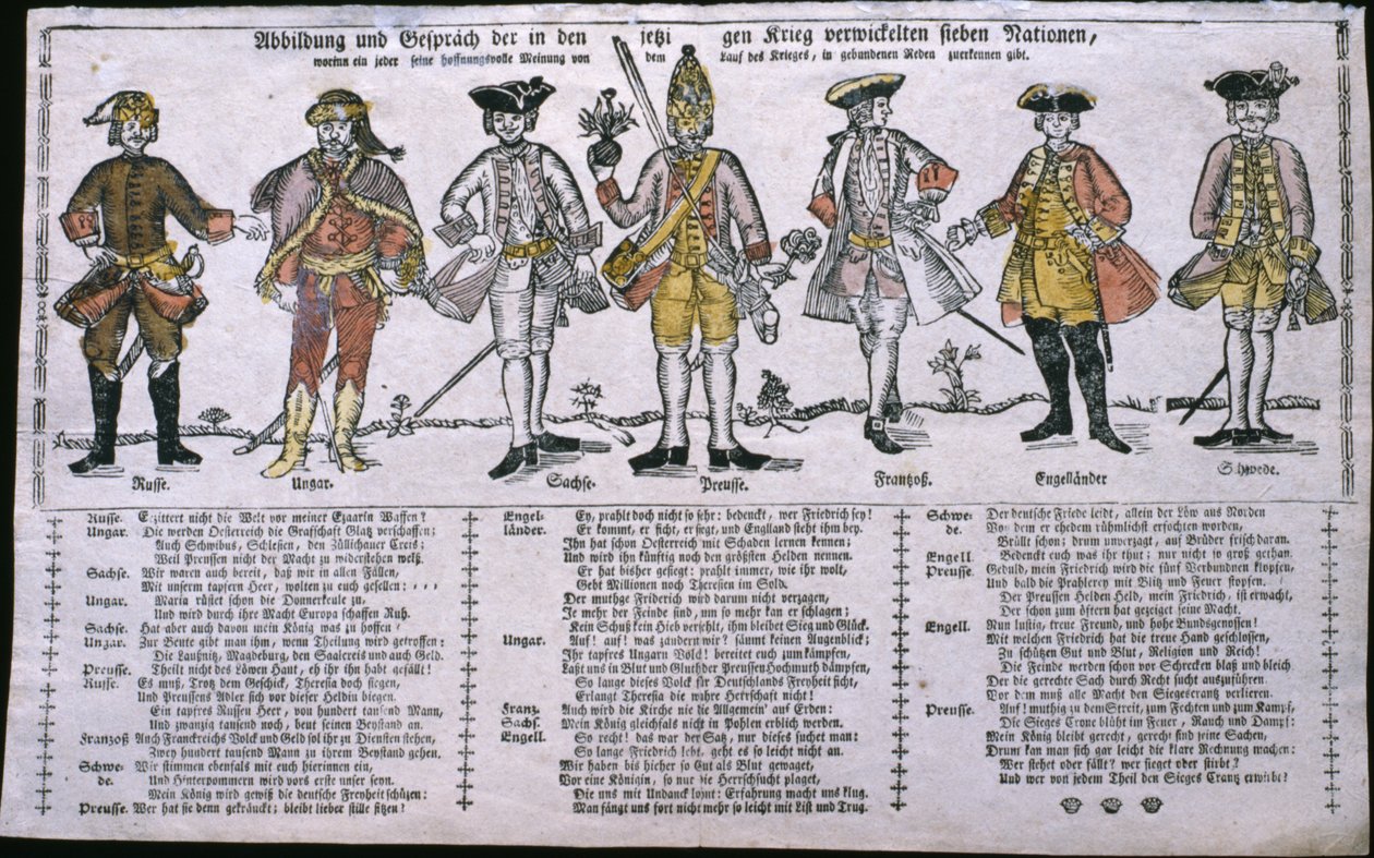 Şu Anda Savaşta Olan Milletlerin Kopyası ve Tartışması, c.1760 by German School