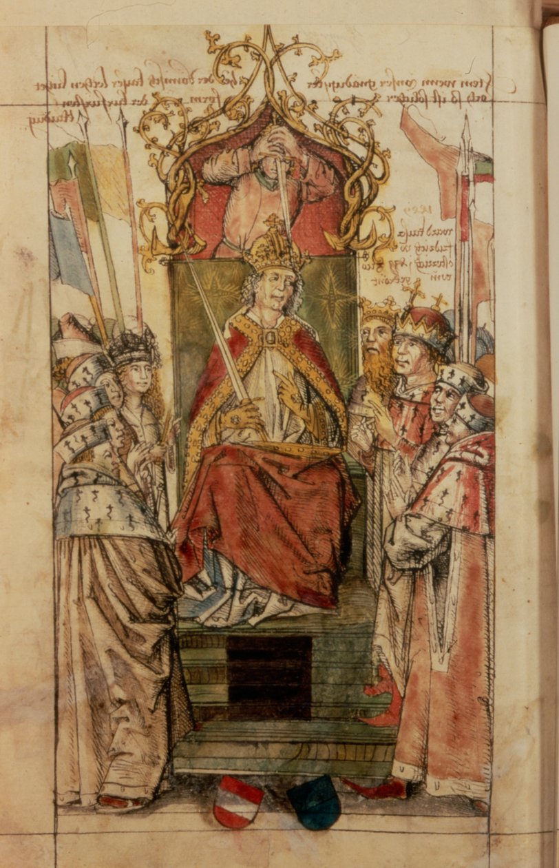Frederick III, Prens Seçmenlerle çevrili (kağıt üzerine mürekkep) by German School