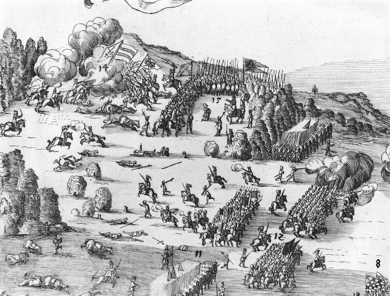 Muhlberg muharebesinin genel görünümü, detay, 24 Nisan 1547 (ayrıca bkz. 217805 - 217808) by German School