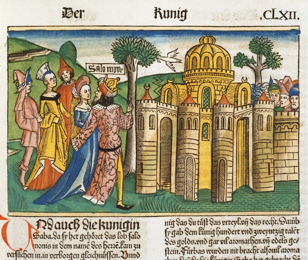 I Kings 10 1-13 Sheba Kraliçesi, Nürnberg İncilinden (Biblia Sacra Germanaica) Süleyman