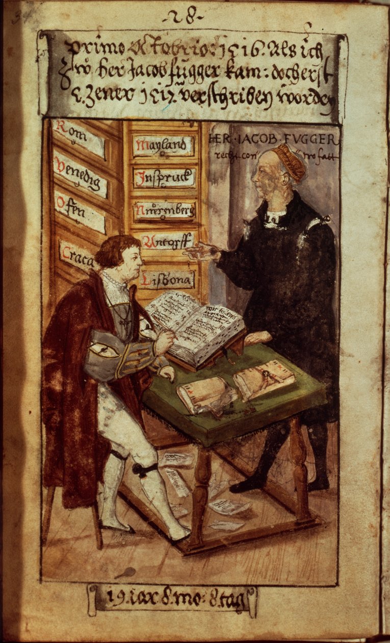 Jakob Fugger ofisinde, 1518 by German School