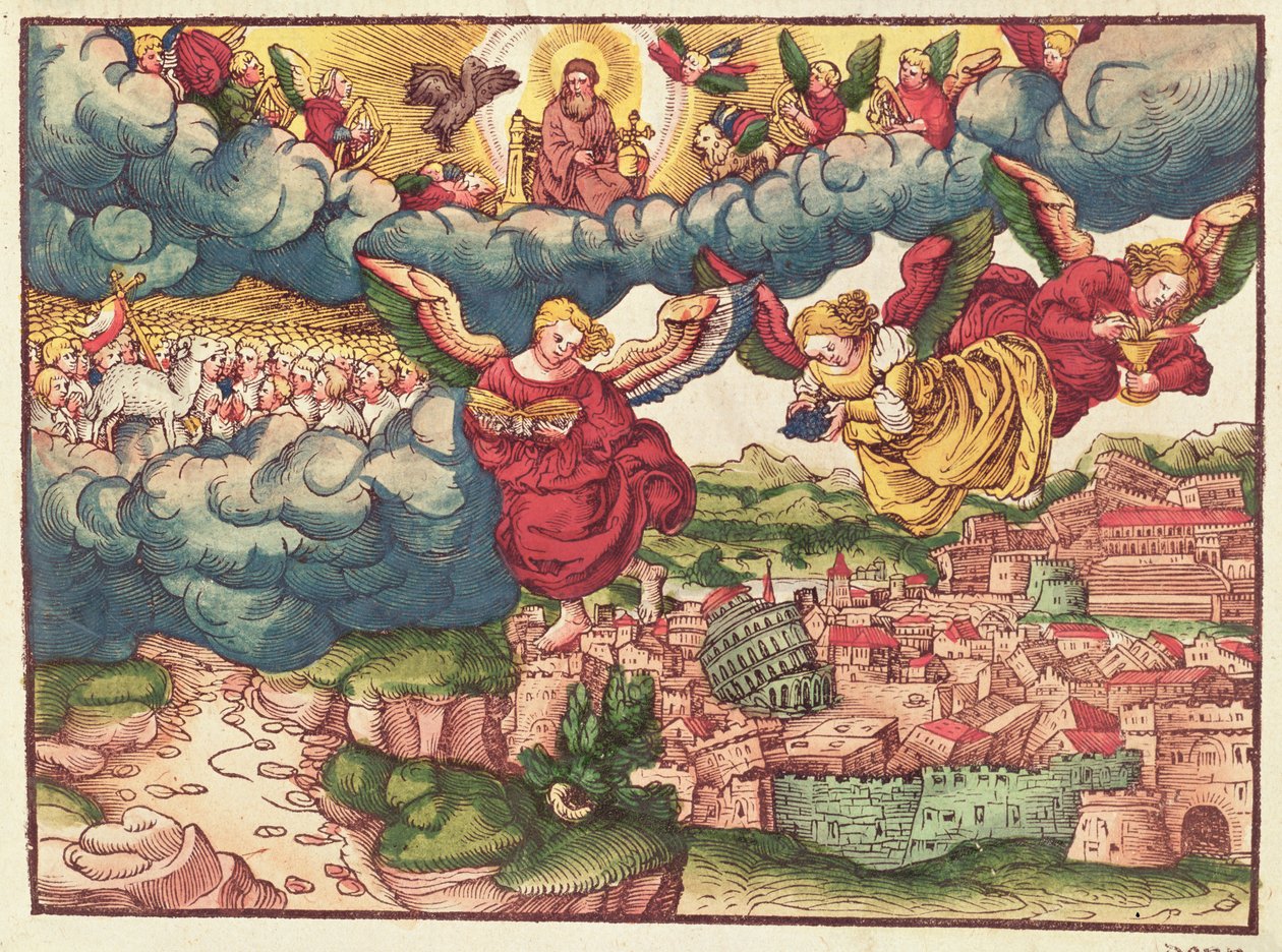 Son Yargı, Luther İncilinden, c.1530 (renkli gravür) by German School