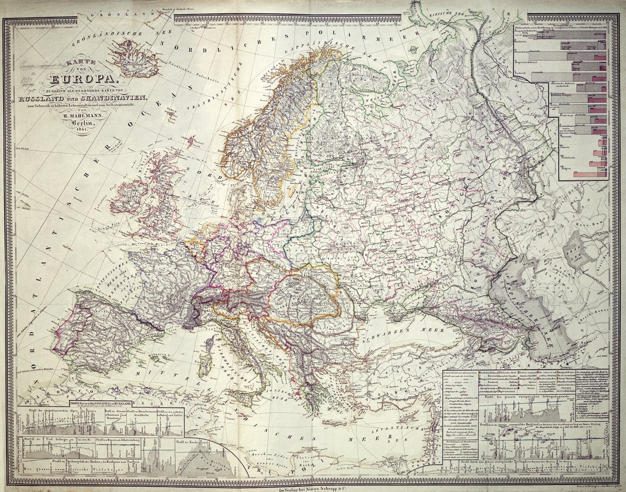 Avrupa Haritası, 1841 by German School