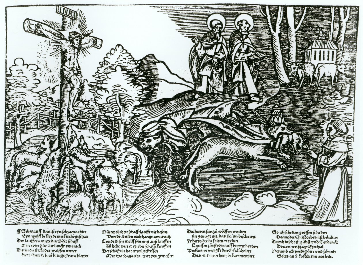 Roma Katolikliği ve Lutheranizm Zıttı, c.1520-21 by German School