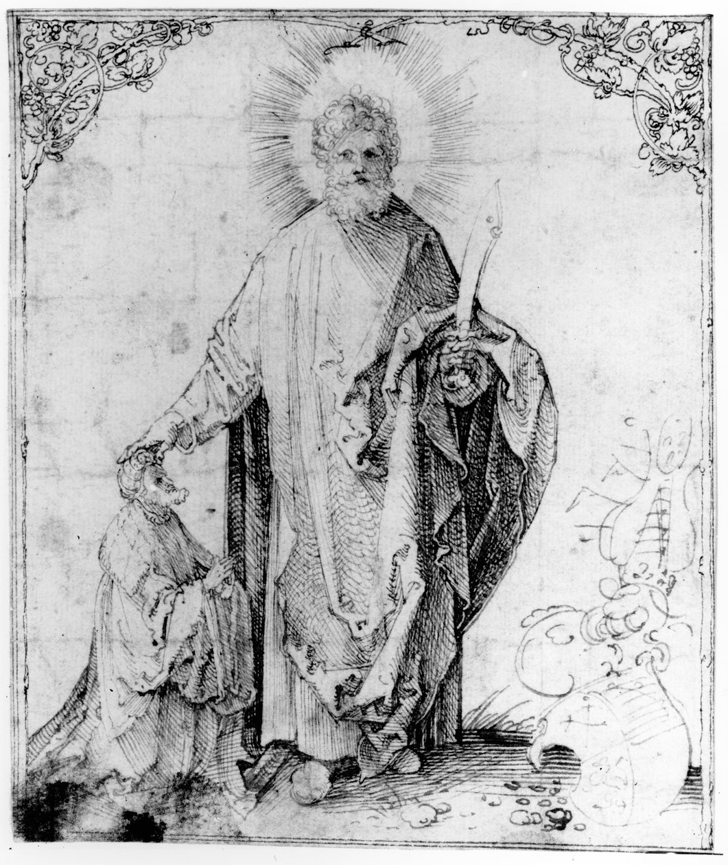 Aziz Bartholomew (kağıt üzerine kalem ve mürekkep) by German School