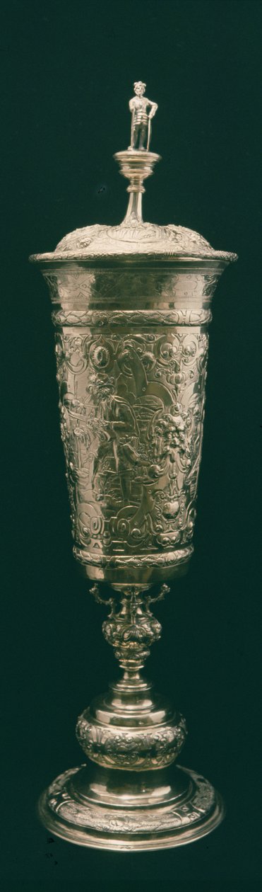 Ayaklı bardak ve kapak, Nürnberg, c.1600 (gümüş yaldızlı) by German School