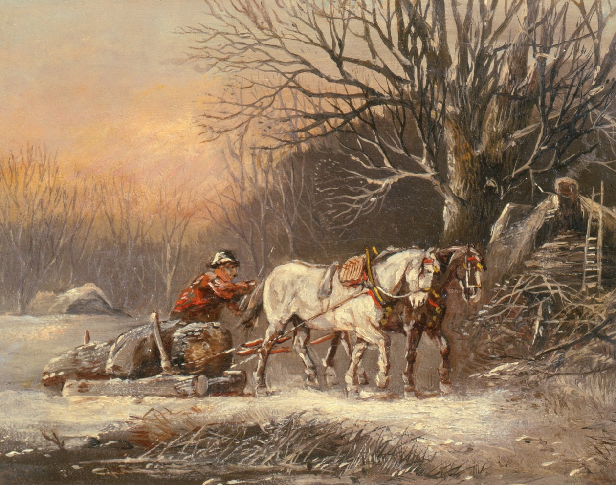 Kışın Kereste Kızak, 19. yüzyıl by German School