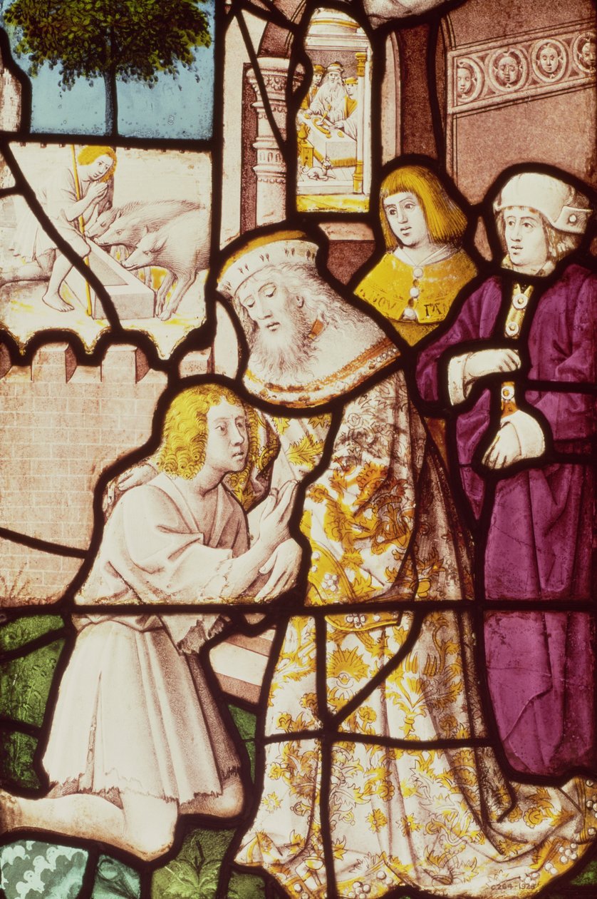 Prodigal Oğlunun Dönüşünü gösteren pencere, Köln Okulu (vitray) by German School