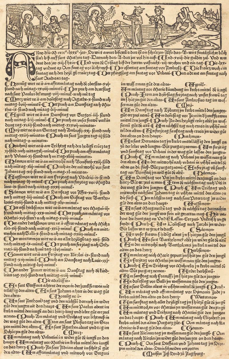 Doğuş ve Tapınma ile Takvim by German 15th Century