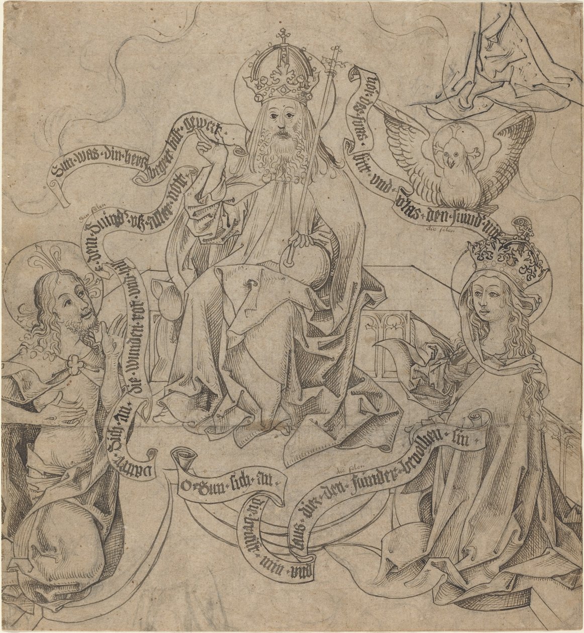 Mesih ve Meryem Baba Tanrı ile Aracılık Ederler by German 15th Century