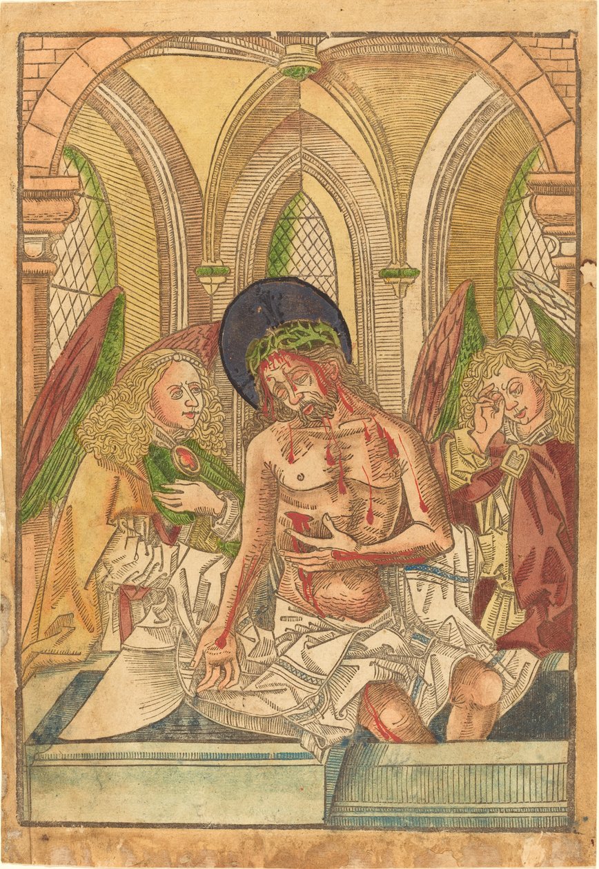 İki Melekle Mezardaki İsa by German 15th Century