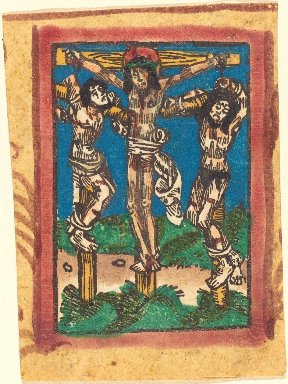 İki Hırsız Arasında Çarmıhtaki İsa by German 15th Century