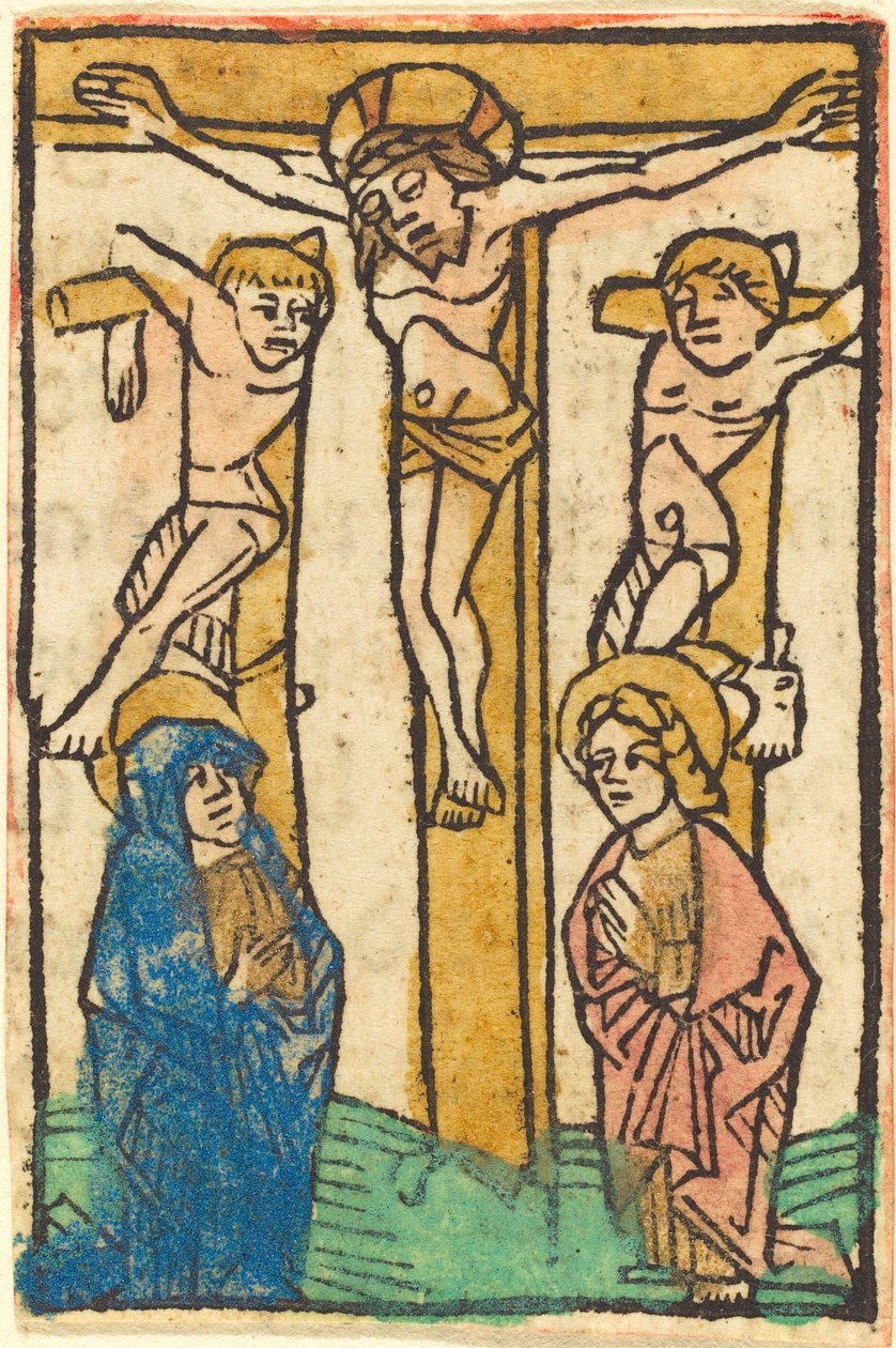 İki Hırsız Arasında Çarmıhtaki İsa by German 15th Century