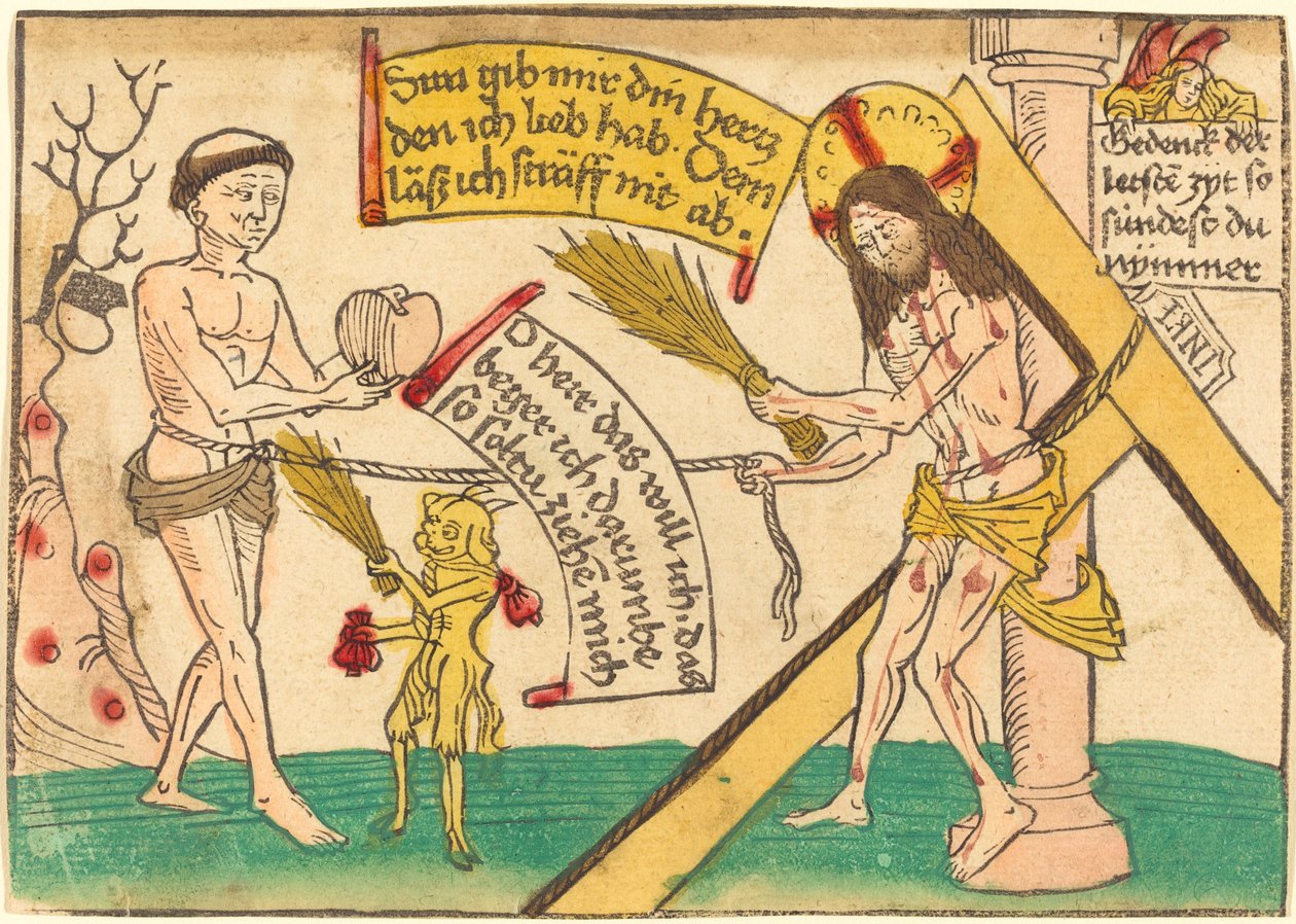 İsa Müminleri Yüreğe Çekiyor by German 15th Century