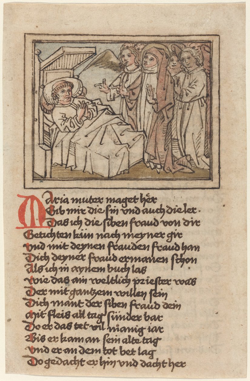 Bakire Ölmekte Olan Bir Rahibe Görünüyor by German 15th Century