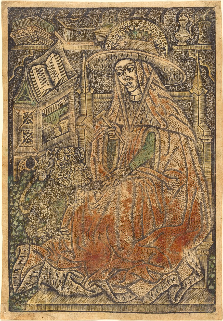 Aziz Jerome Çalışmasında by German 15th Century or Master of the Aachen Madonna