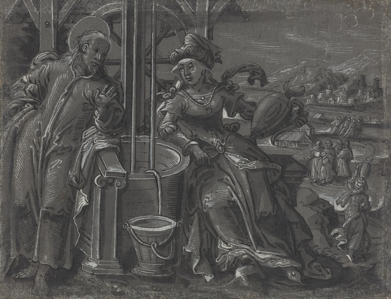 İsa ve Samiriyeli Kadın [verso] by German 16th Century