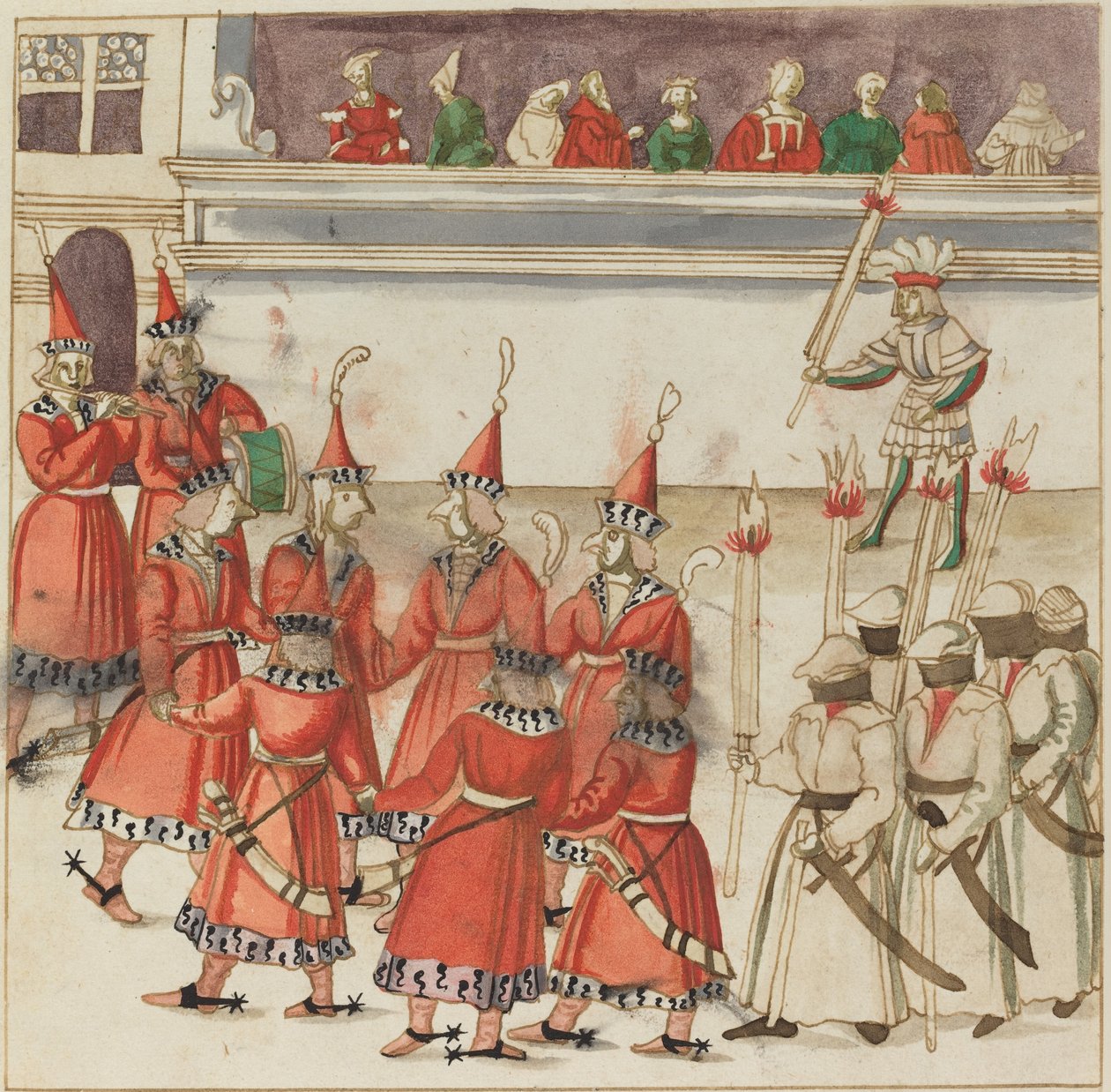 Bir Dairede Toplanmış Kırmızılı Yedi Adam by German 16th Century