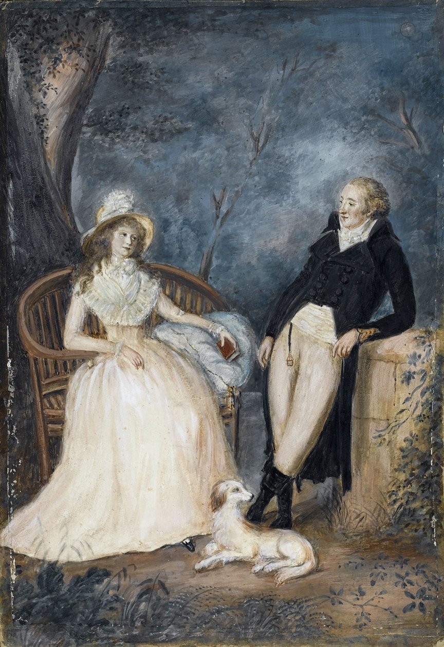 Charlotte von Stein ve Johann Wolfgang von Goethe sohbette, 18. yüzyılın ikinci yarısı. by German Master