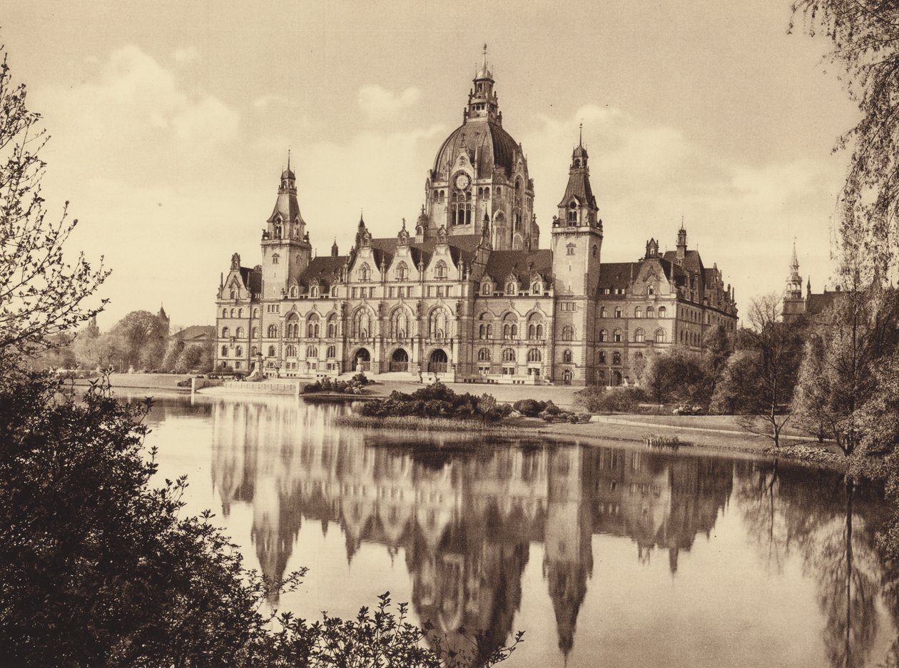 Yeni Belediye Binası, Hanover (b/w fotoğraf) by German Photographer