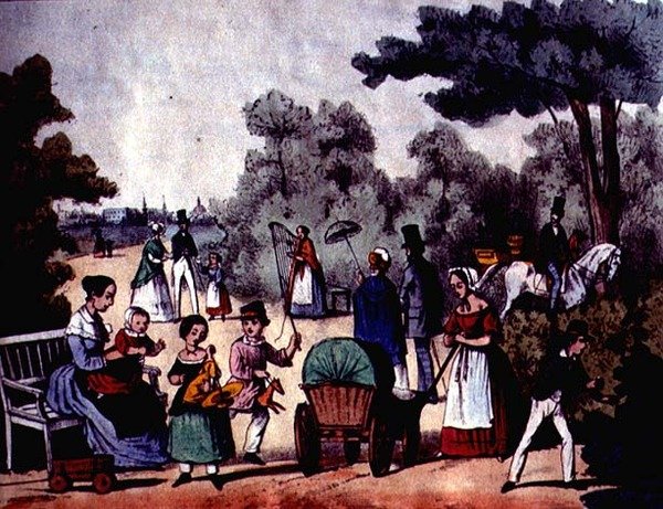 Yazın Bir Alman Parkı, 1860 dolayları (renkli gravür) by German School