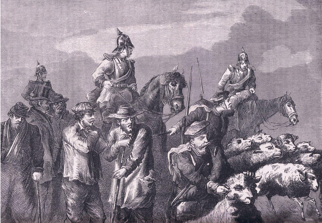 Bir yiyecek arama partisi, Cassell ve Company Limited tarafından yayınlanan Fransa ve Almanya arasındaki Savaşın Cassells Tarihi, c.1890 (lito) by German School
