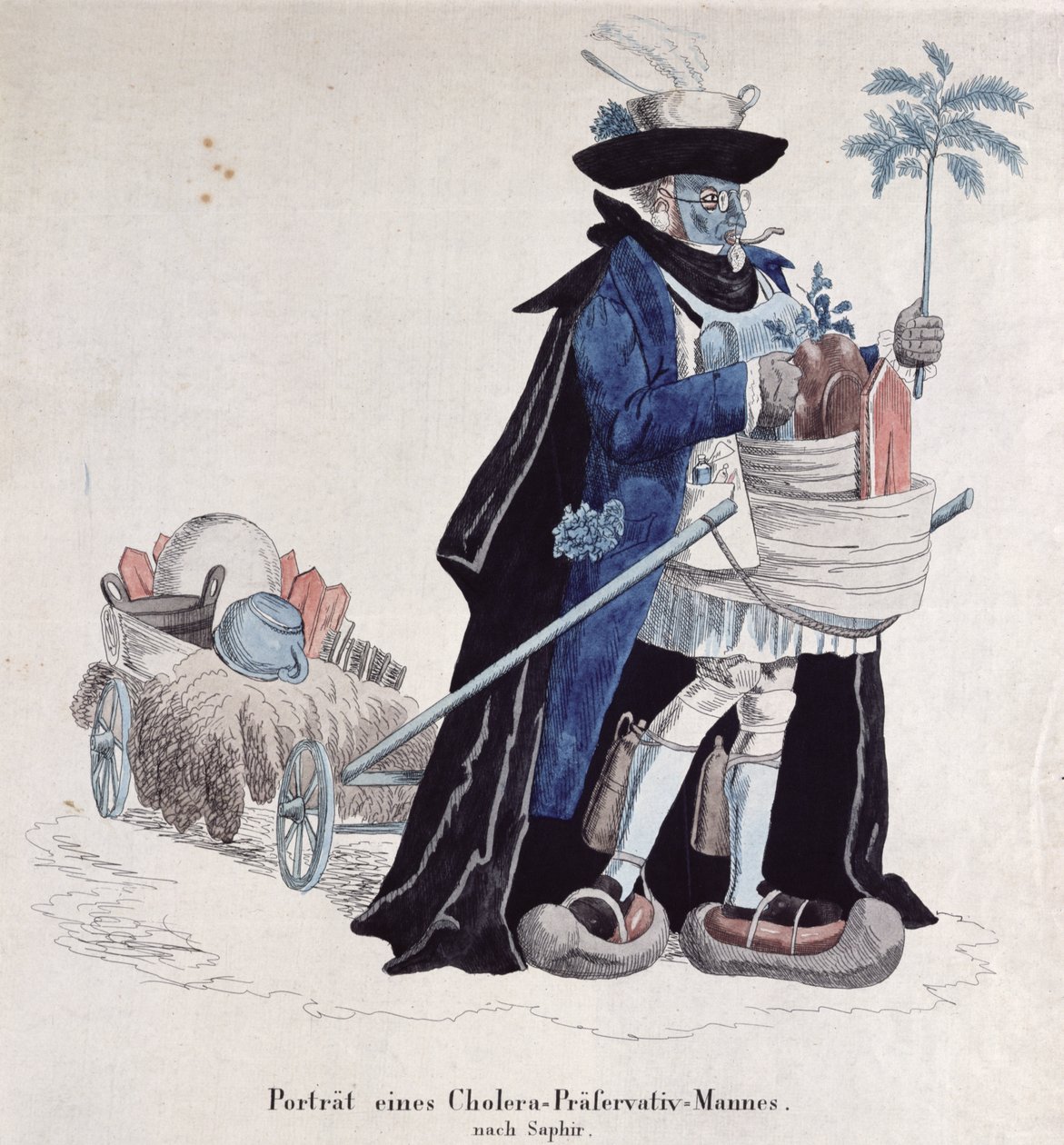 1832 salgını sırasında koleraya karşı korunan bir adam by German School