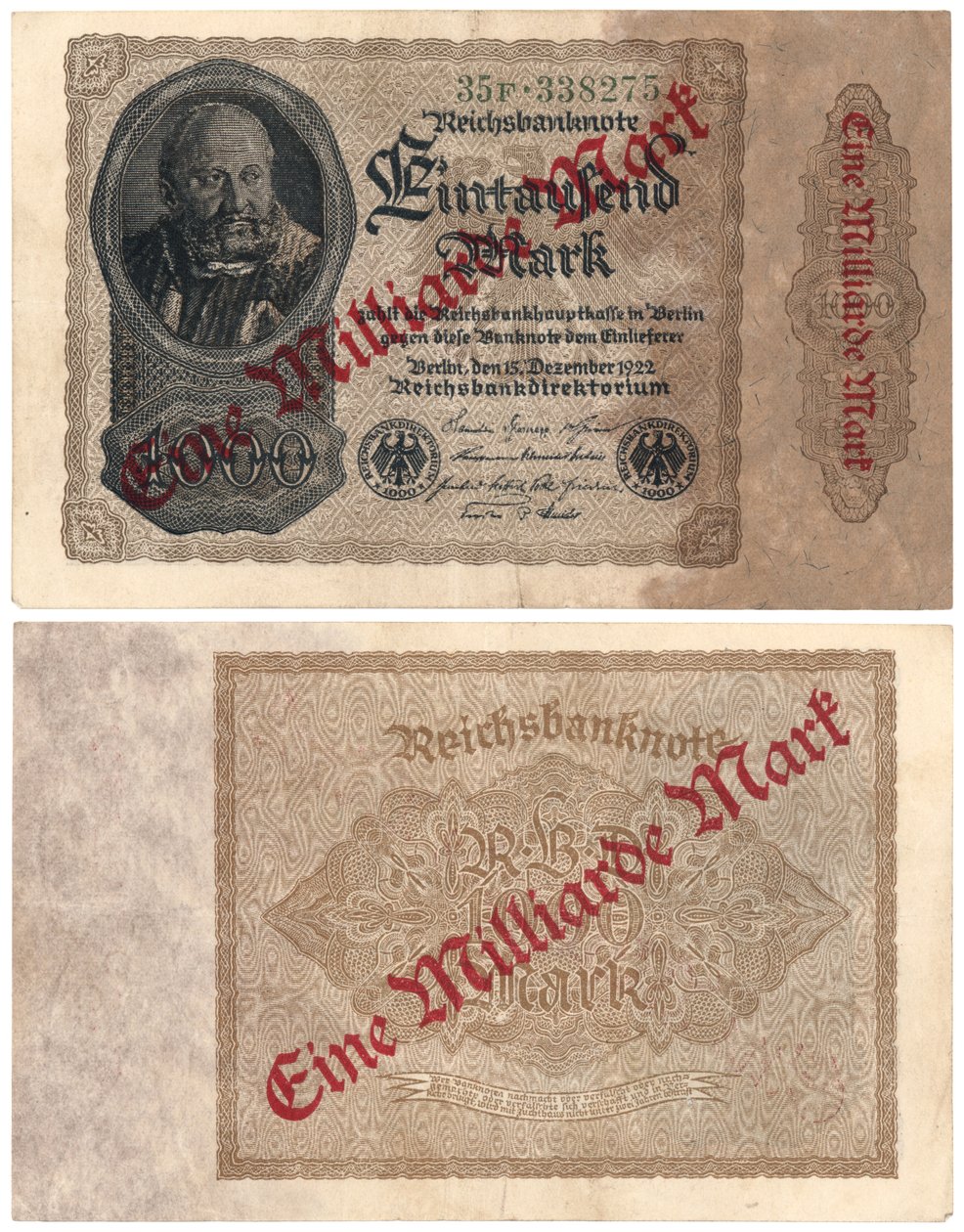 Bir milyar marklık banknot, 1922 by German School
