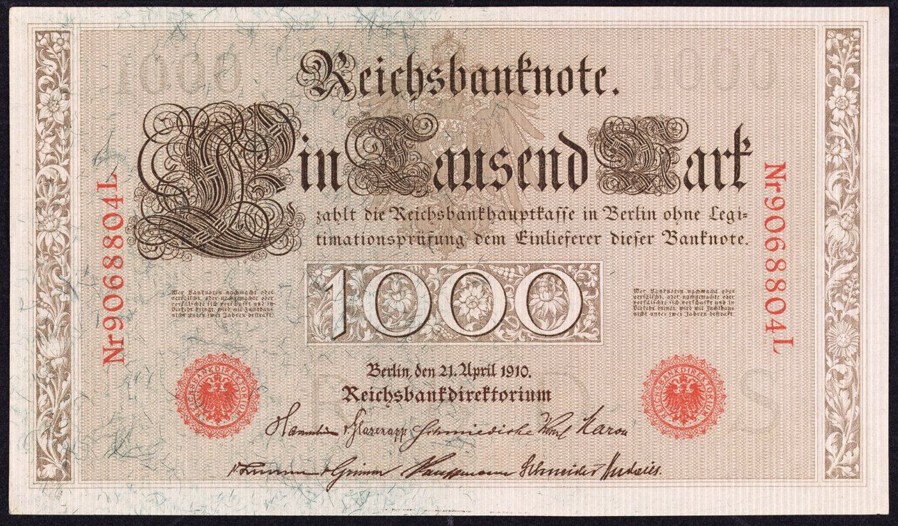 Bin marklık banknot, 1910 by German School