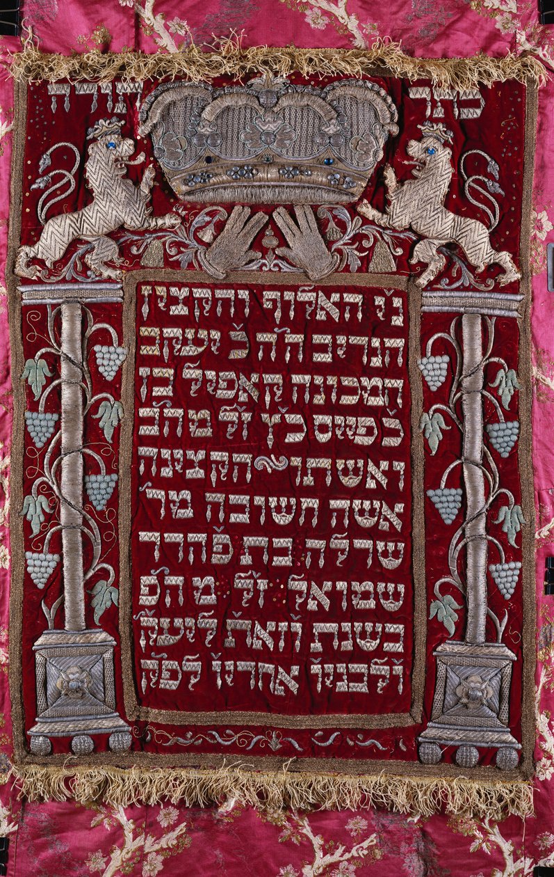 Nadir bir Alman mücevherli parşömen (Tevrat sandığı perdesi) by German School