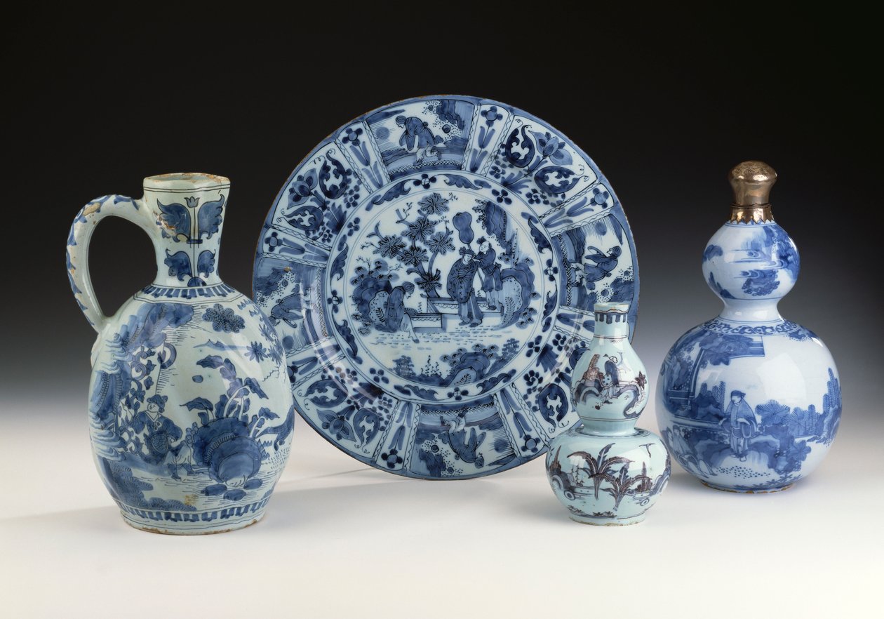 Çin tarzında Frankfurt mavisi ve beyaz seramik seçkisi, c.1700 (seramik) by German School