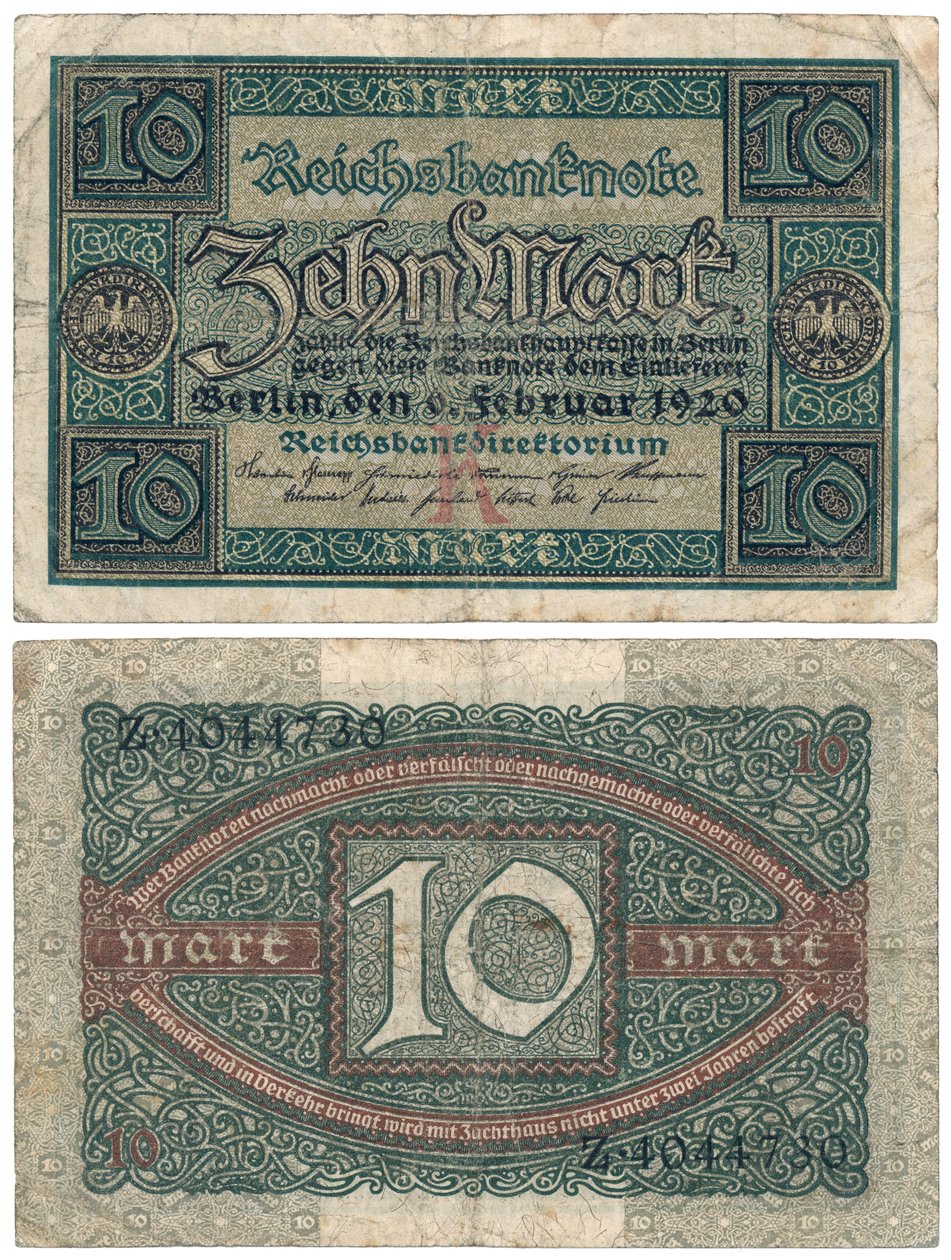 On marklık banknot, 1920 (recto ve verso) by German School
