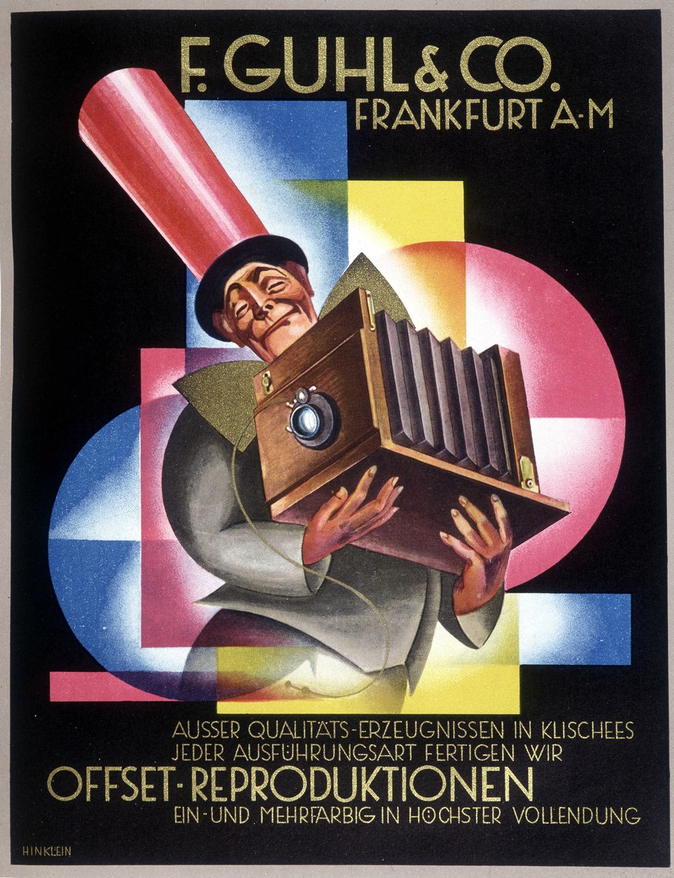 Alman kamera üreticisi Offset için reklam. Alman gazetesi “” Gebrauchs Graphik”te by German School