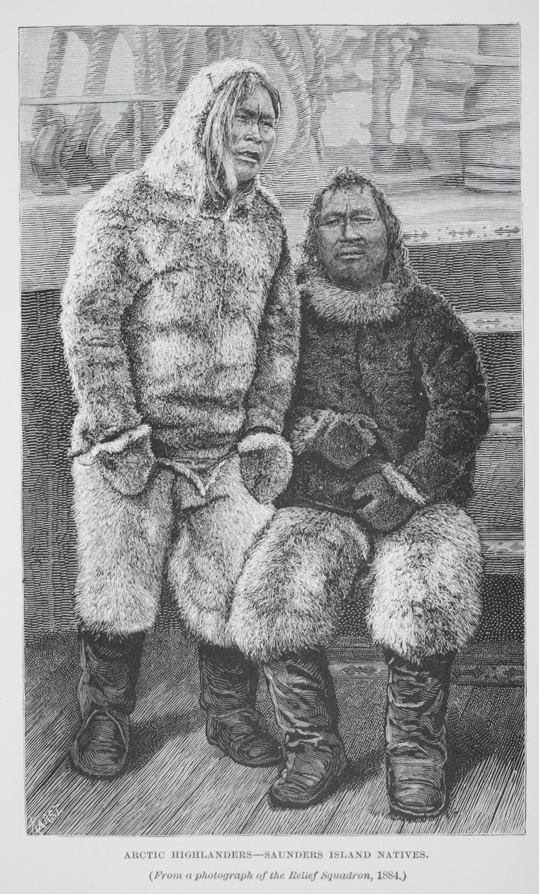Arctic Highlanders - Saunders Adası Yerlileri, pub. Londra 1886 (Gravür) by German School