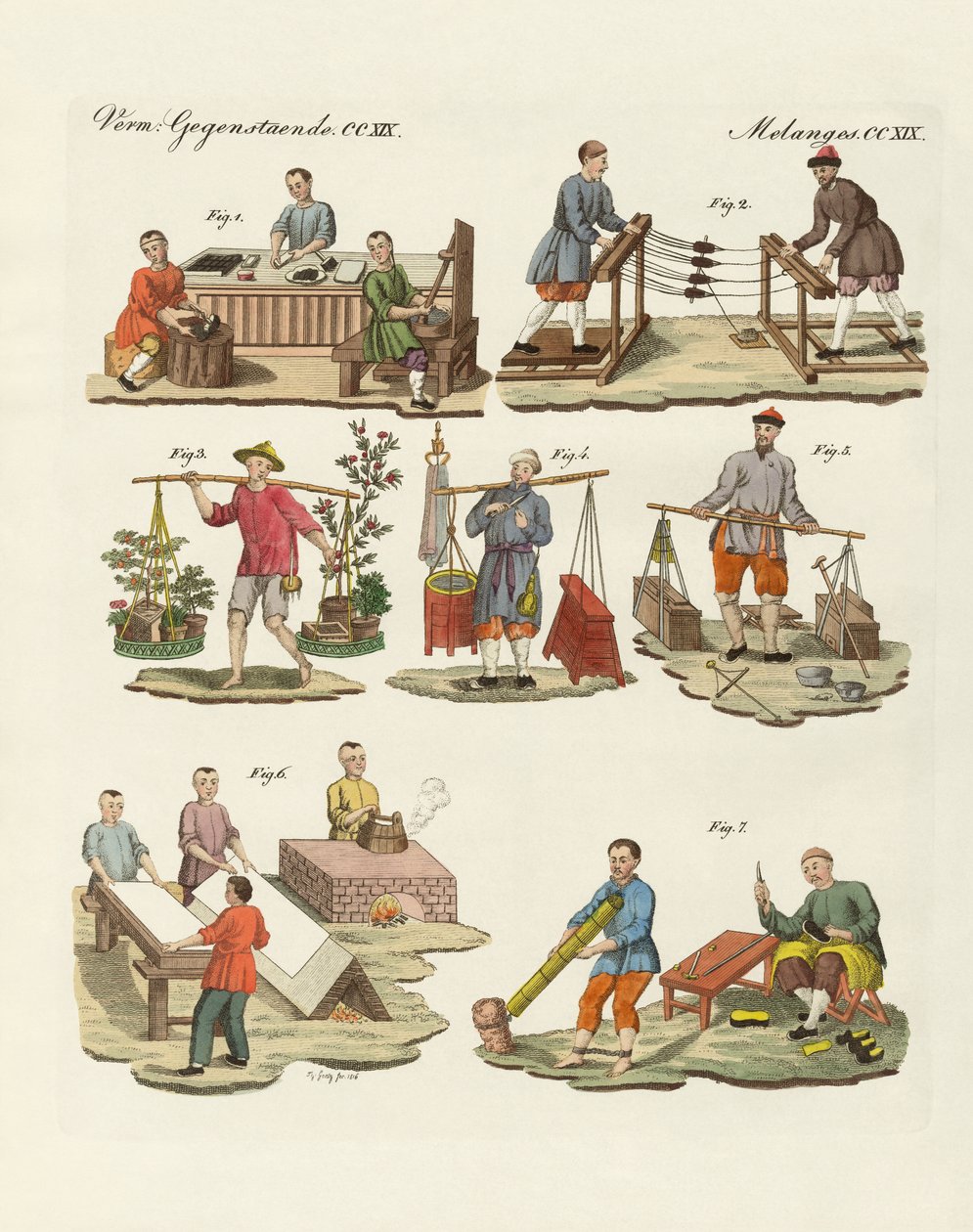 Çin'de sanat ve el işleri (renkli gravür) by German School