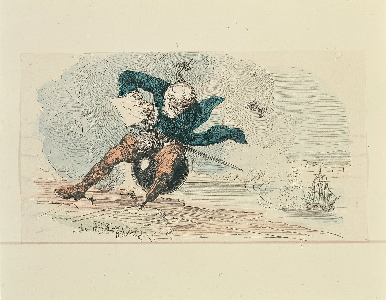 Baron Munchausen (renkli taş) by German School