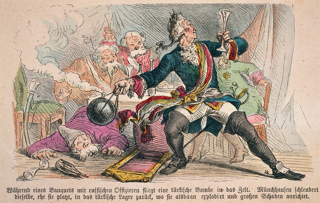 Baron Munchausen (renkli taş) by German School