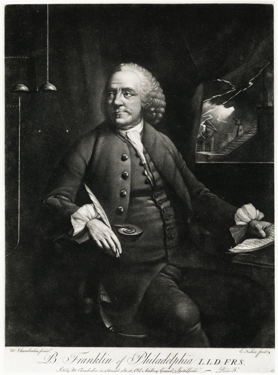 Benjamin Franklin, 1884-90 (fototip) by German School